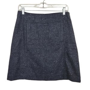 LOFT Tweed Wool Blend Knee Length Skirt Women's Size 4 Charcoal Gray